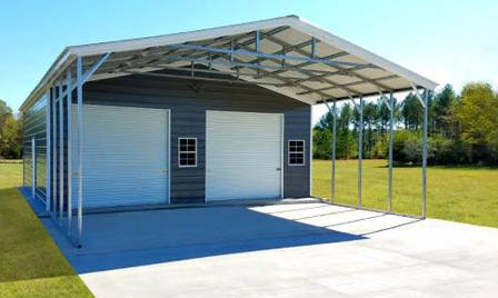 Carport with Locking Storage