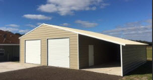 Metal Garage with Lean-to